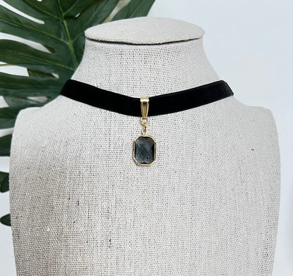 Velvet Choker with Stylish Pendant