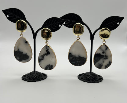 Zebra Stone Statement Earrings