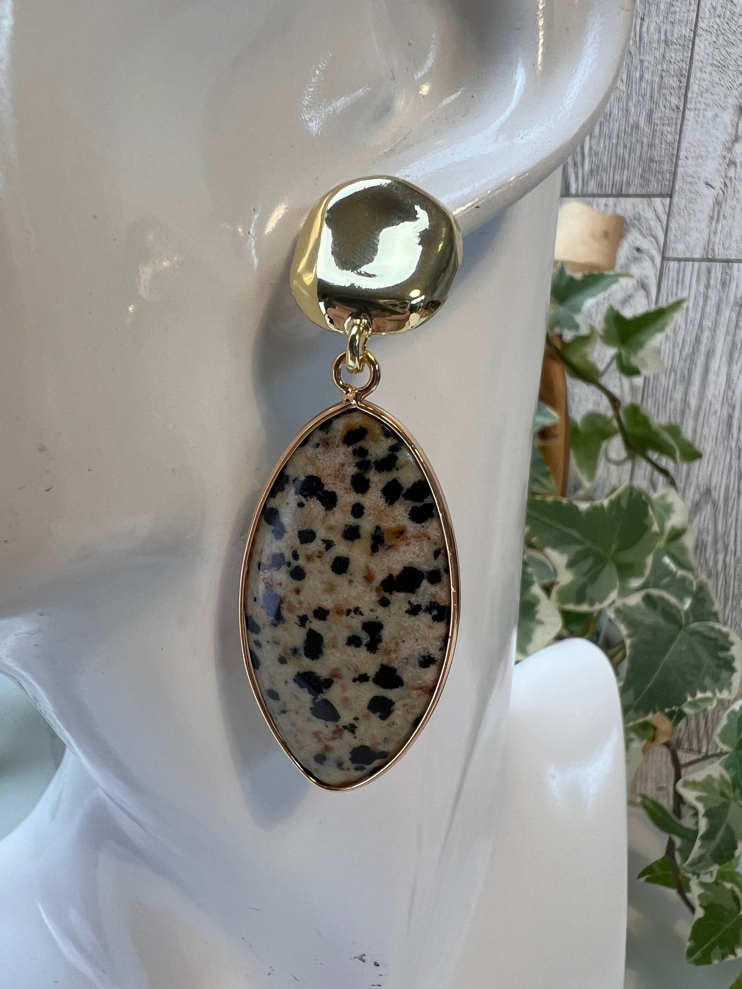 Statement Dalmation Stone Earrings