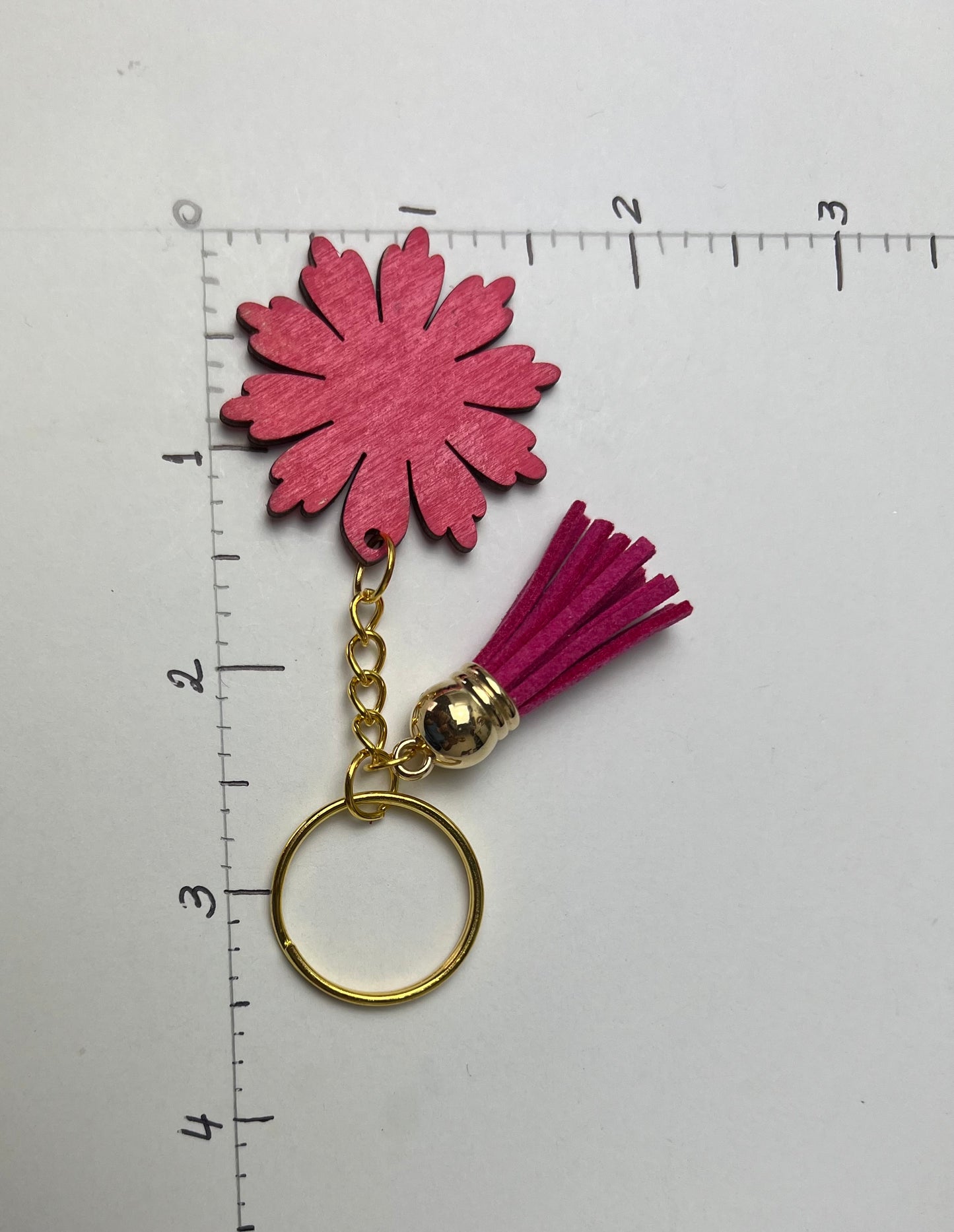 Pink Hand-Painted Flower Keychain