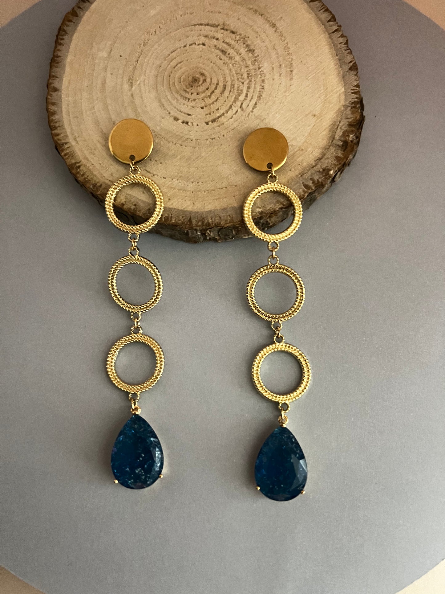 Blue Stone Elegant Dangle Earrings