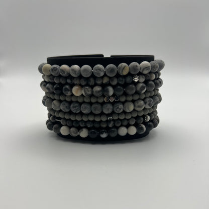 Gray Bead Bracelet Set