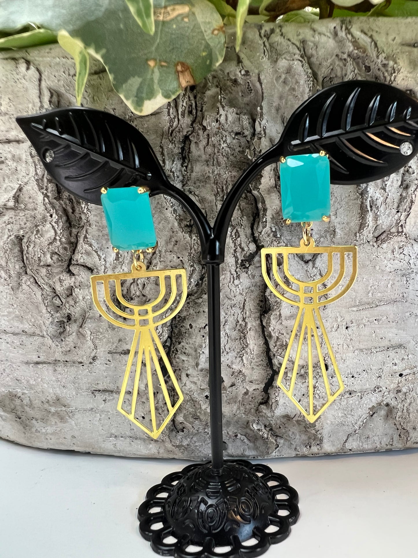 Art Deco-Inspired Brass Earrings