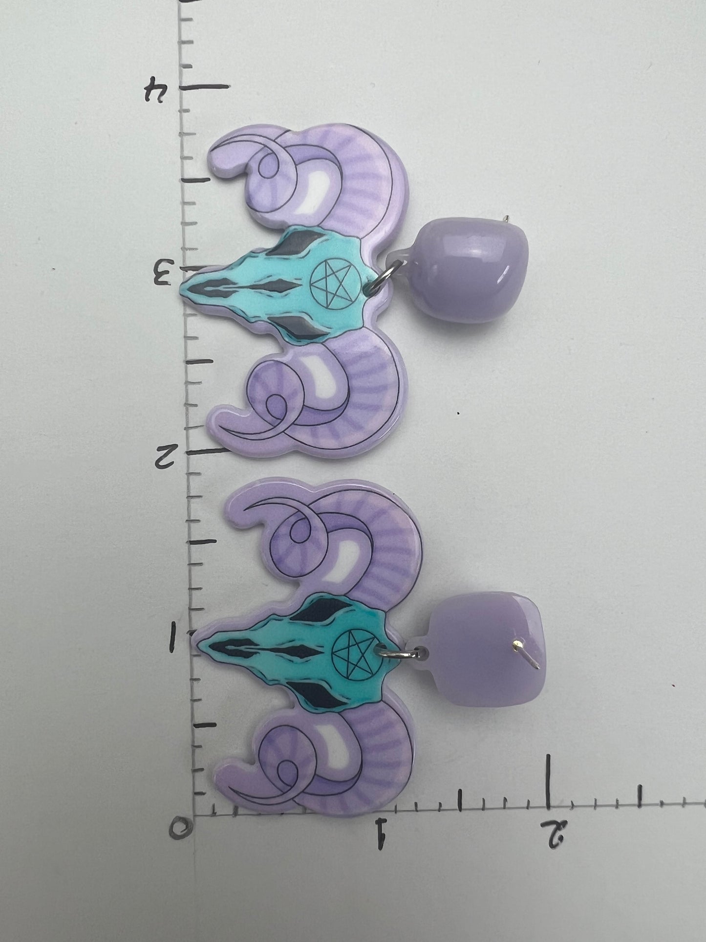 Purple & Blue Pentagram Ram Earrings