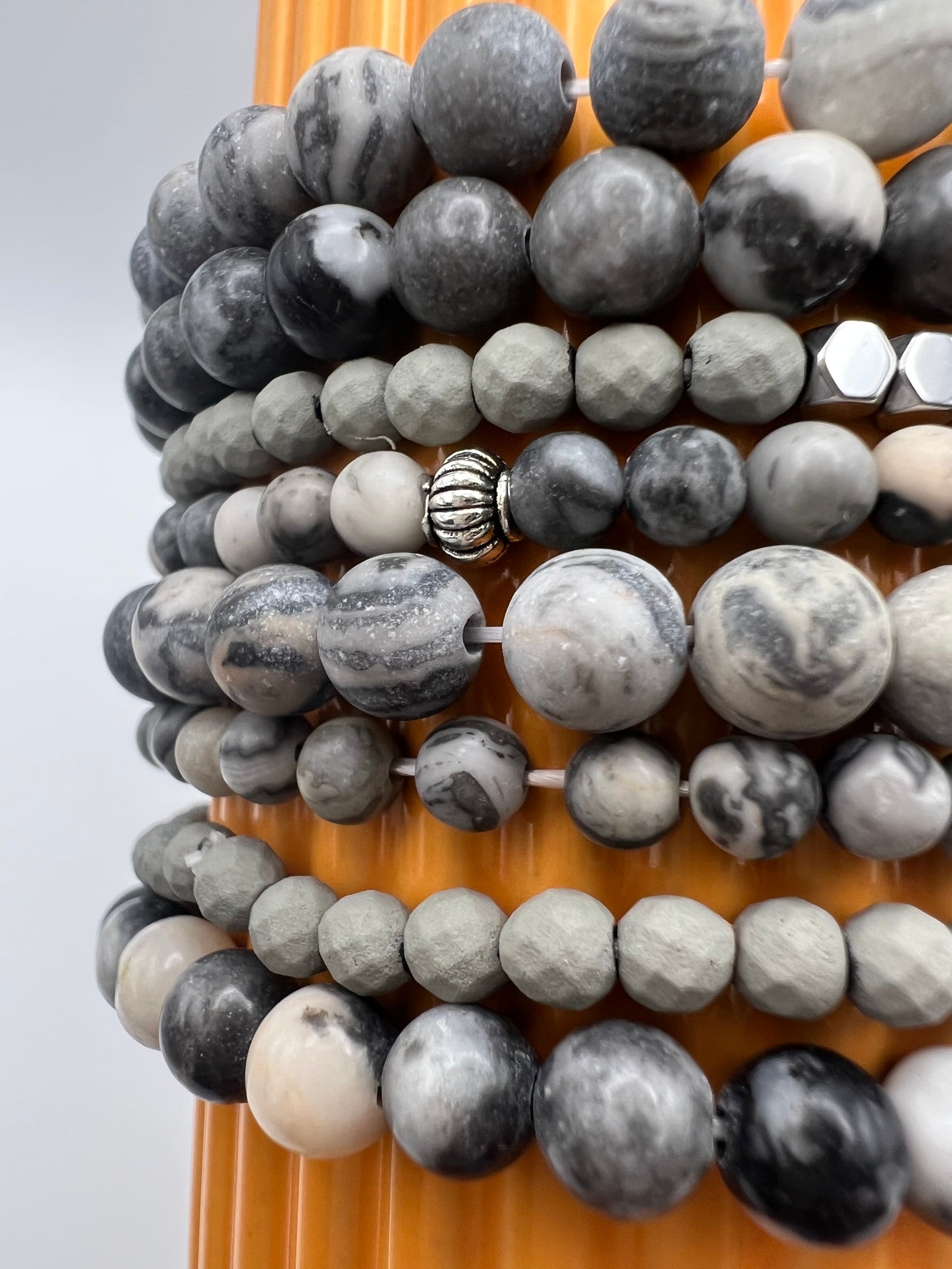 Gray Bead Bracelet Set