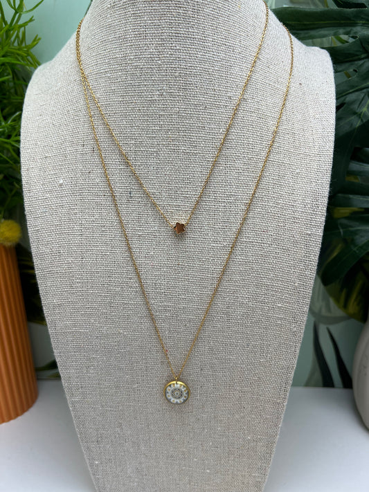 White & Gold Mandala Necklace