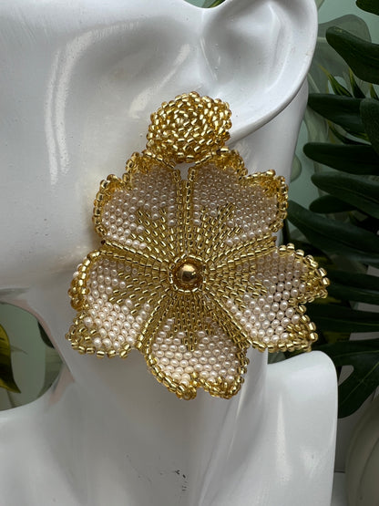 Beaded Flower Dangle Earrings