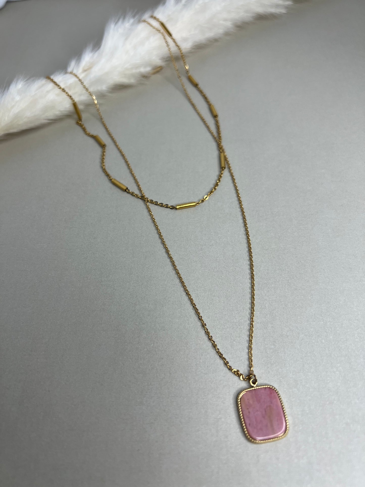 Pink & Gold Pendant Necklace