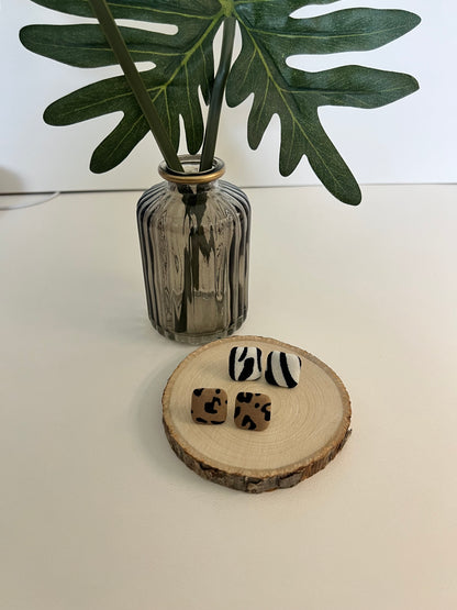 Animal Print Fabric Large Stud Earrings
