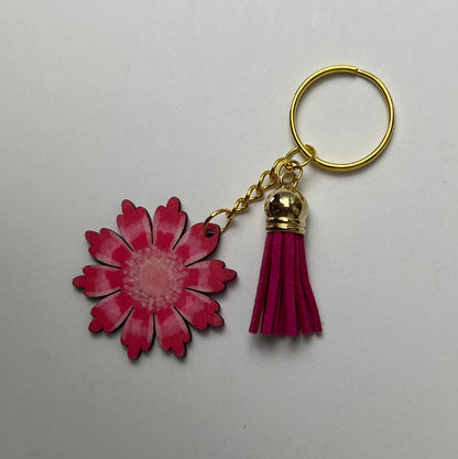 Pink Hand-Painted Flower Keychain