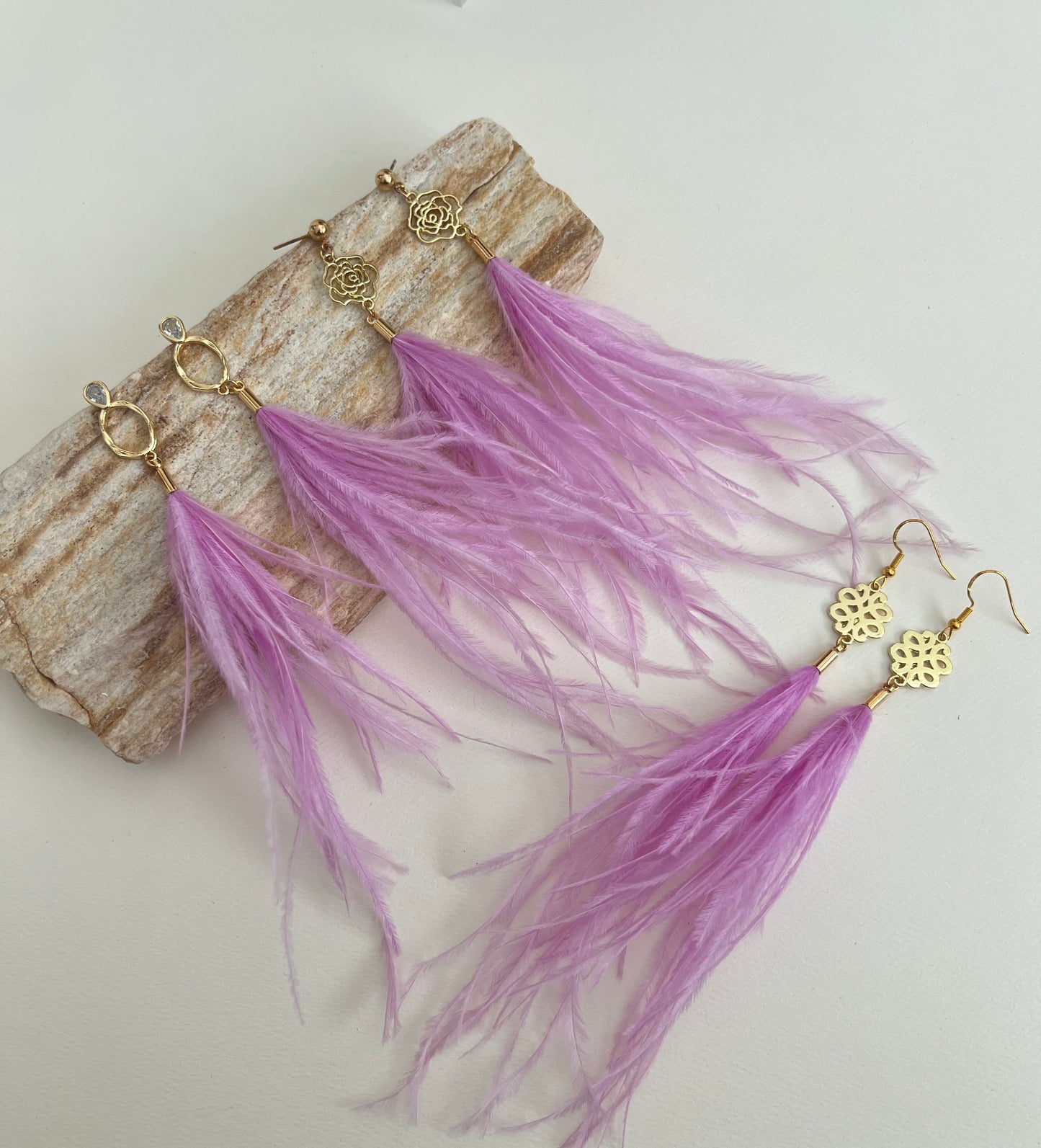 Light Pink Hippie Chic Feather Earrings