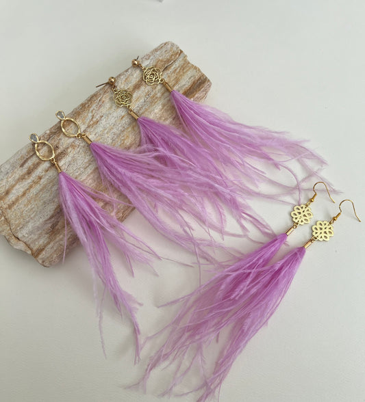 Light Pink Hippie Chic Feather Earrings