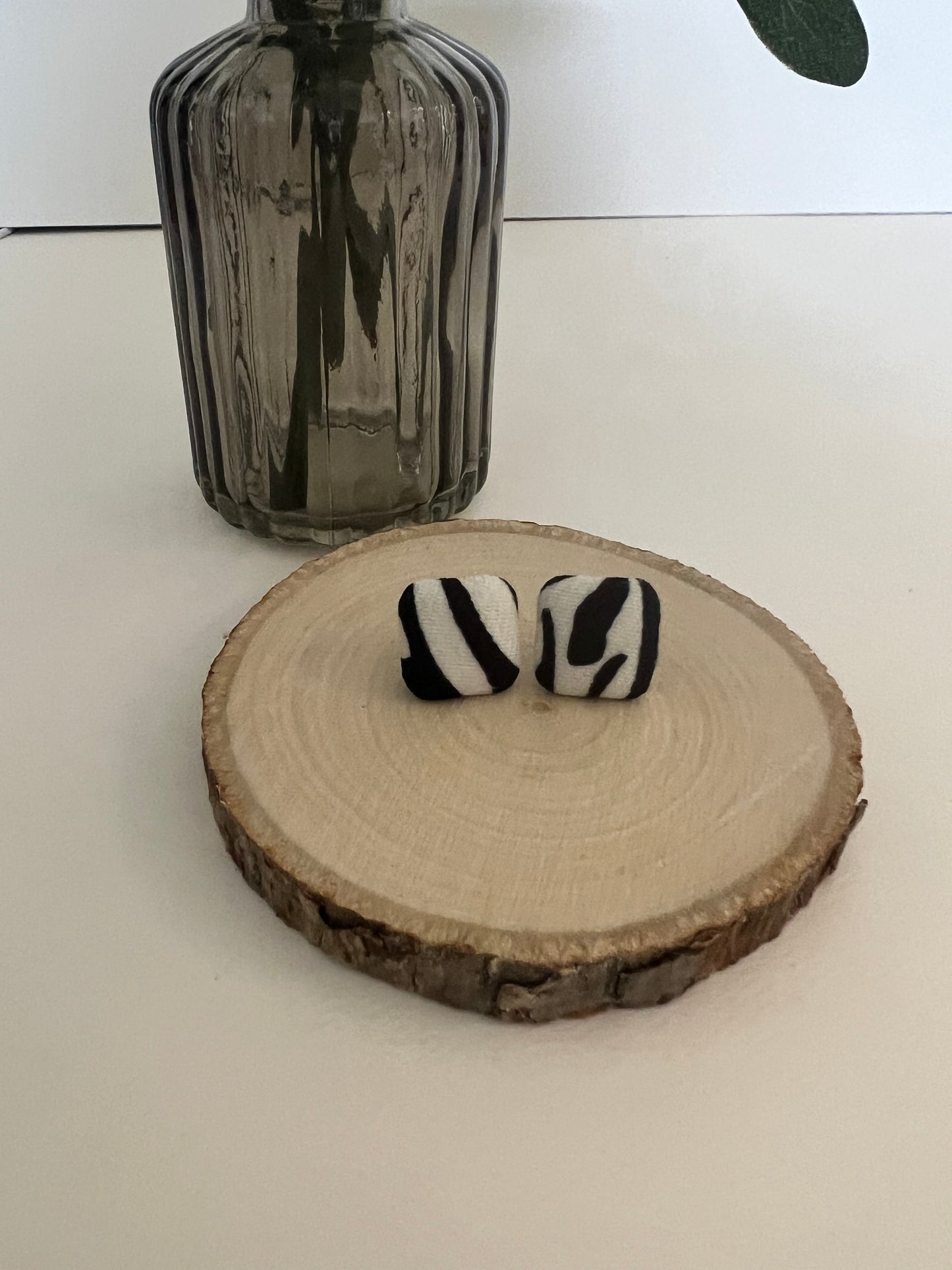 Animal Print Fabric Large Stud Earrings