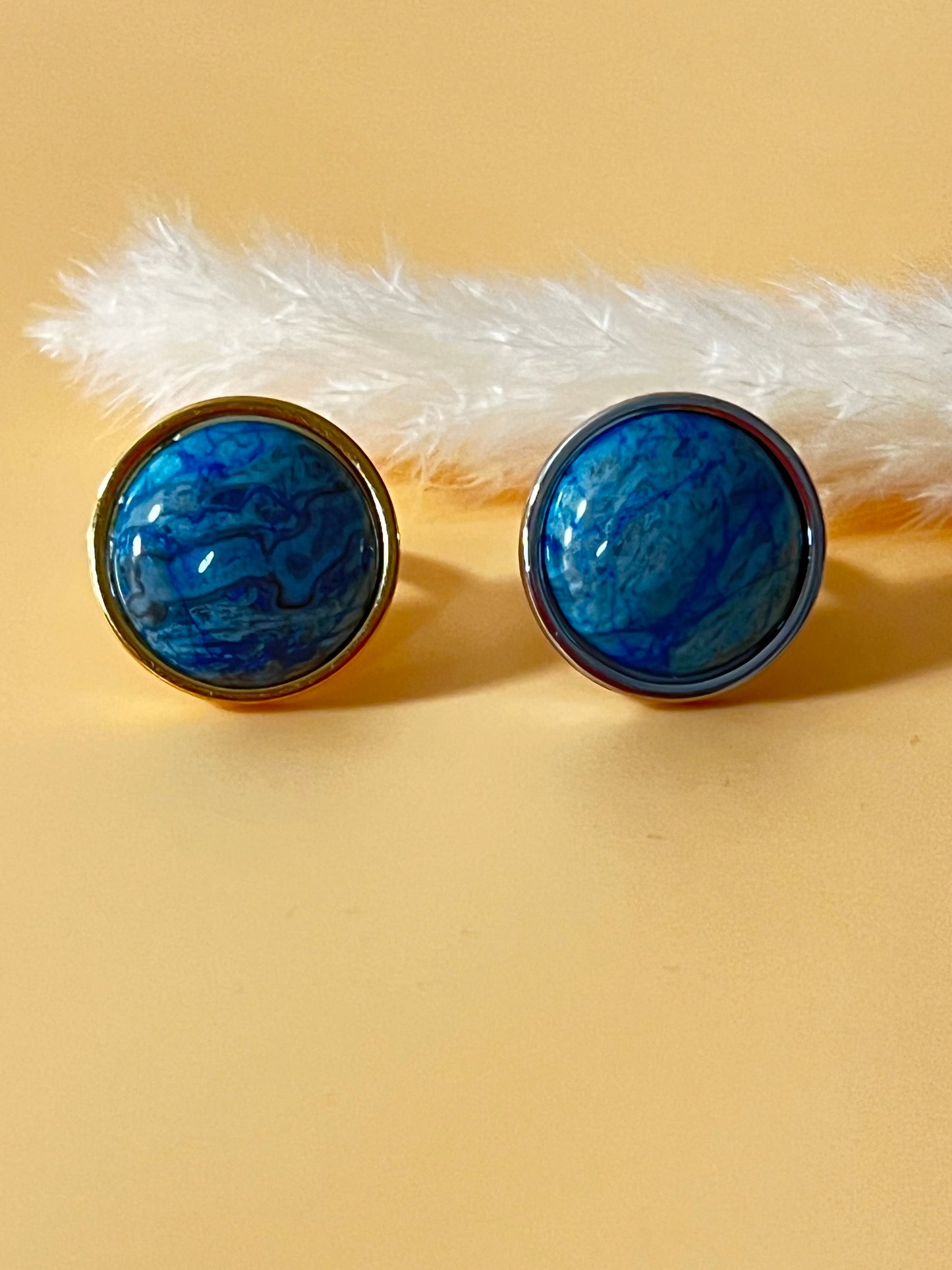 Blue Orchid Stone Statement Rings