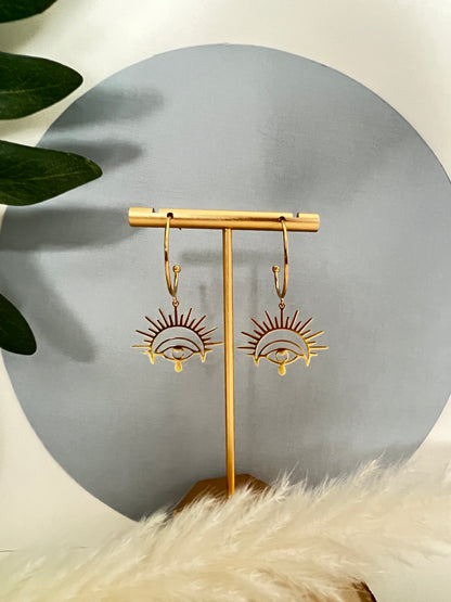 Esoteric Pendant Hoop Earrings