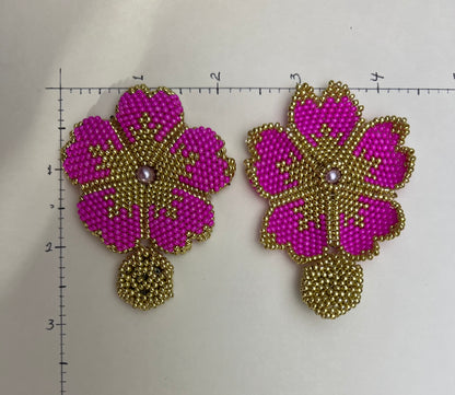 Beaded Flower Dangle Earrings