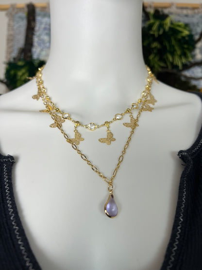 Gold Flirty Butterfly Layered Necklace