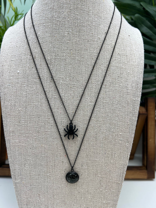 Spiderweb & Spider Layered Necklace