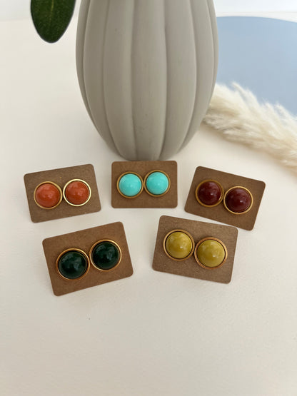 Round Colorful Stud Earrings Set