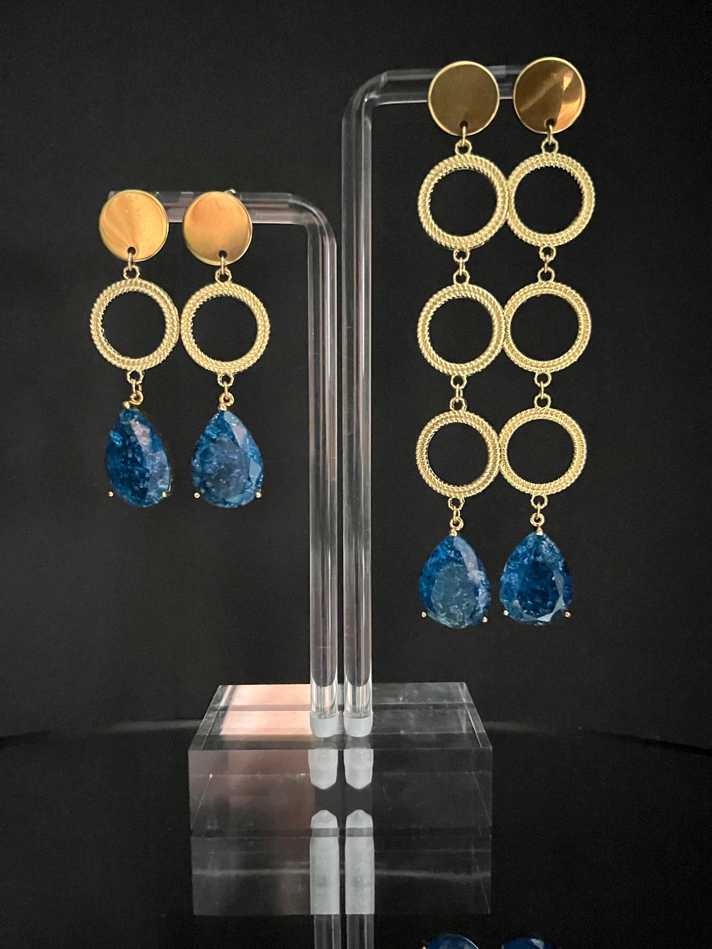 Blue Stone Elegant Dangle Earrings