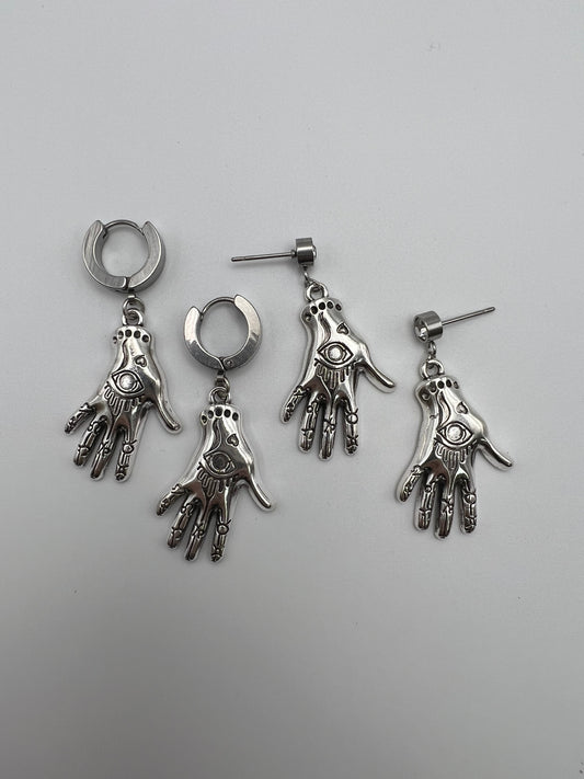 Silver Dainty Esoteric Hand Earrings