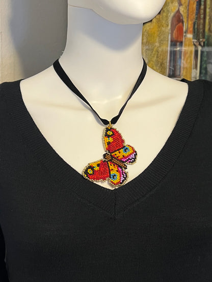 Elegant Beaded Butterfly Necklace