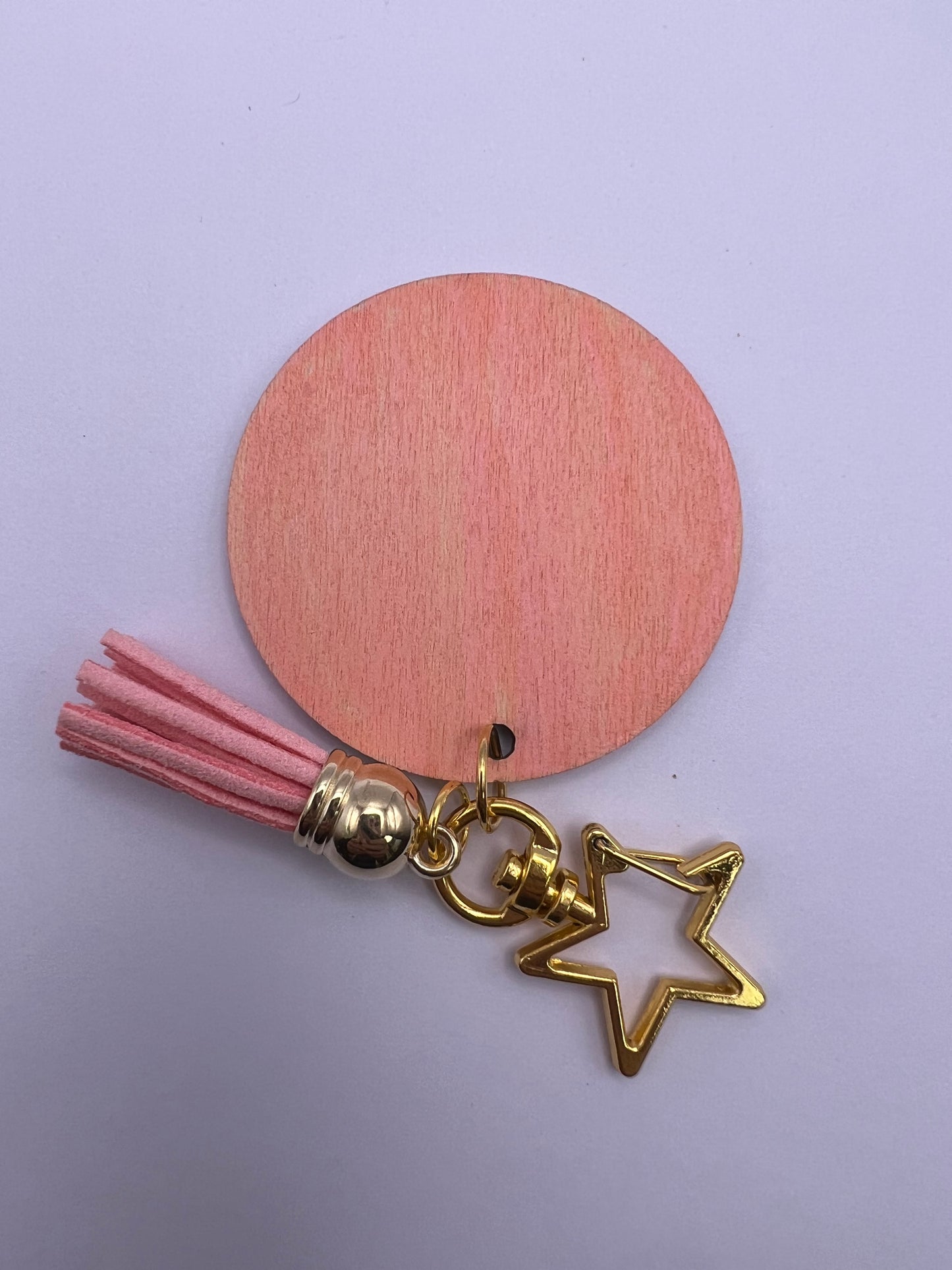 Round Hand-Painted Wood Keychain