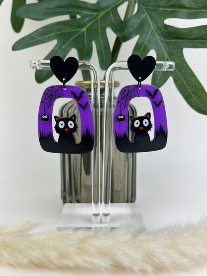 Kawaii Halloween Ghost & Cat Earrings