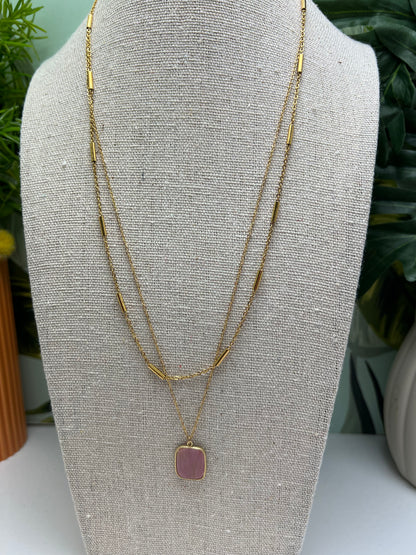 Pink & Gold Pendant Necklace