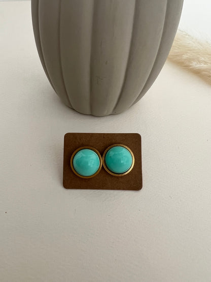 Round Colorful Stud Earrings Set