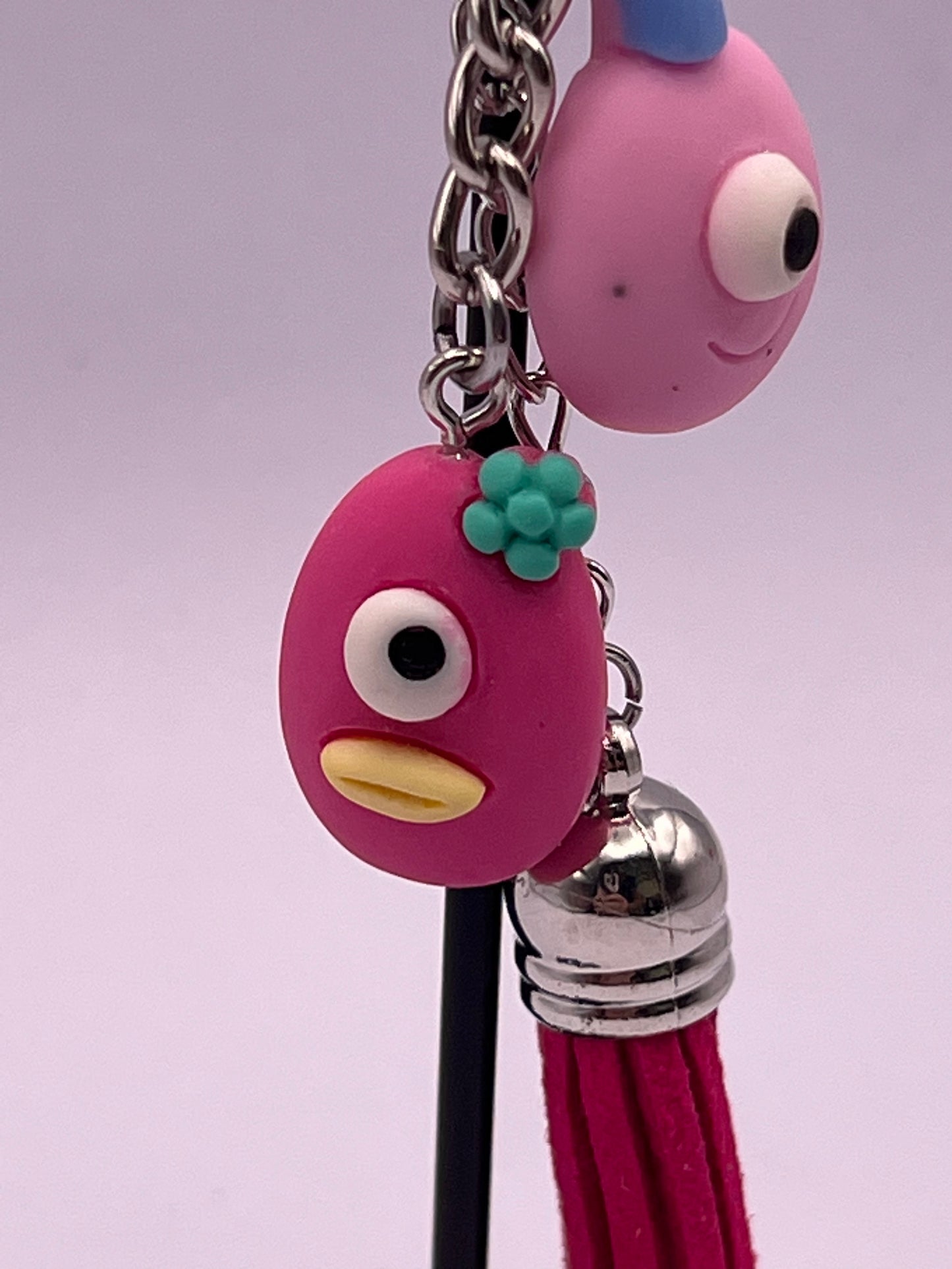 Pink Monsters Polymer Clay Keychain