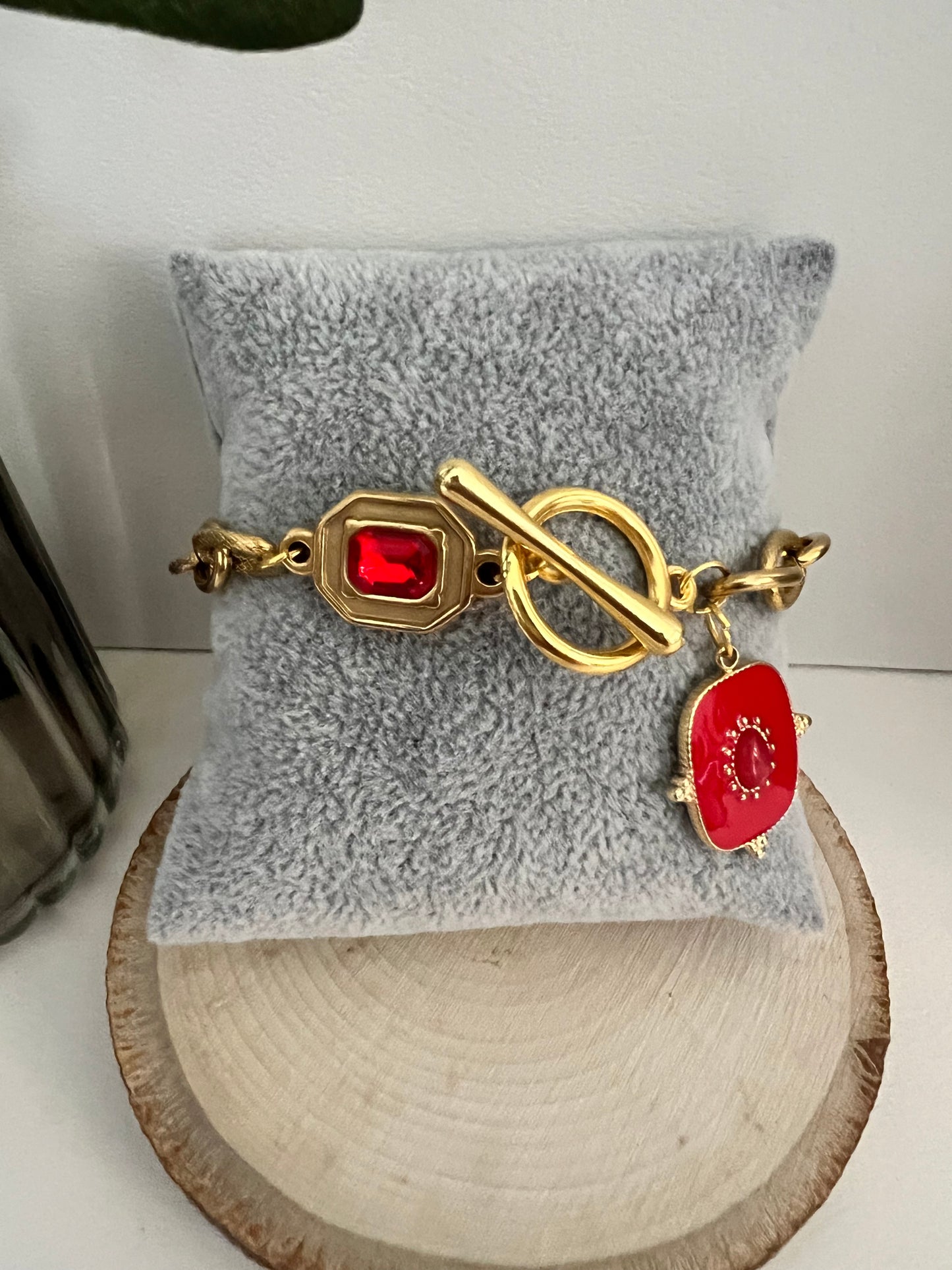 Red Pendant Charm Bracelet