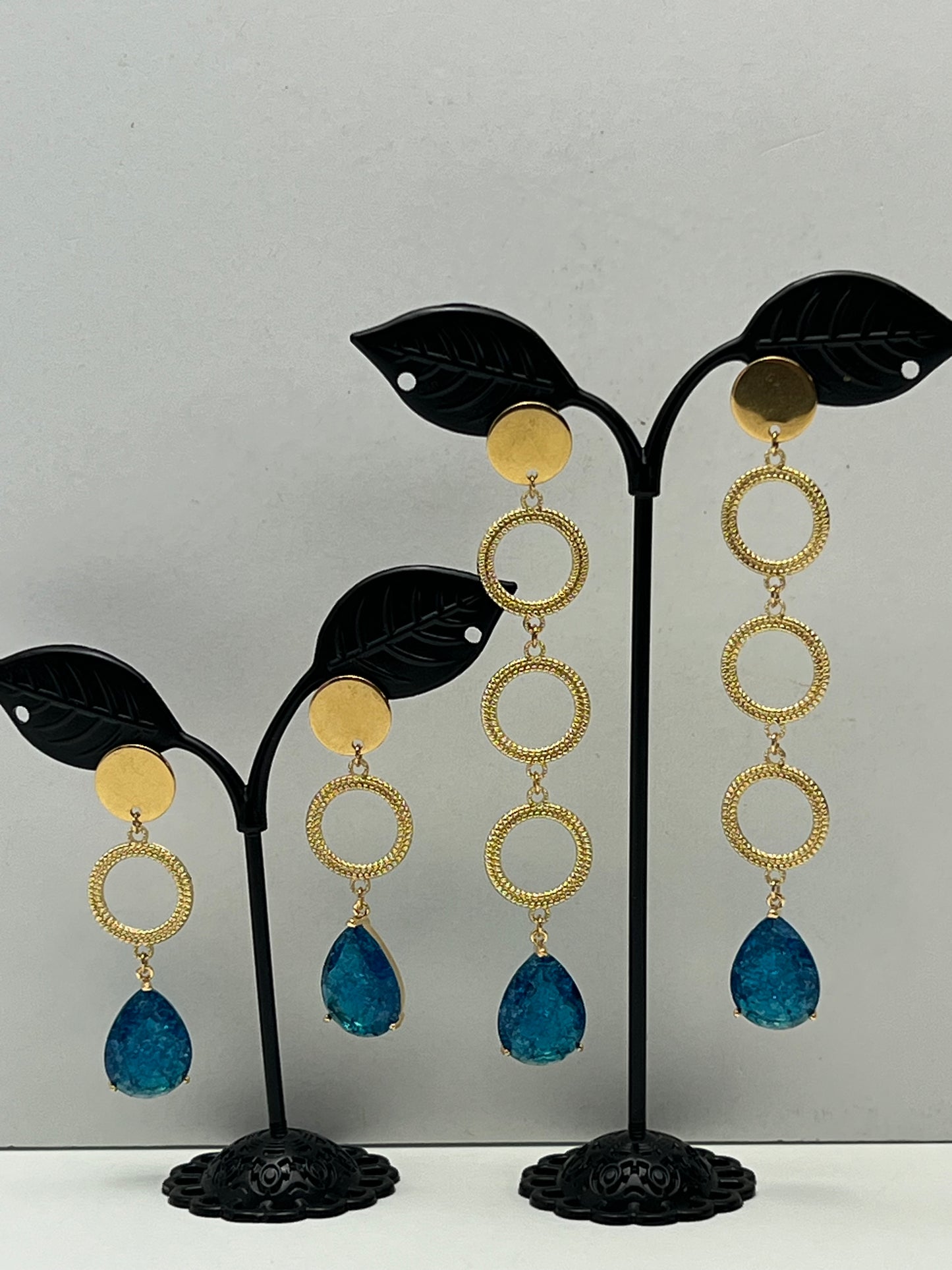 Blue Stone Elegant Dangle Earrings