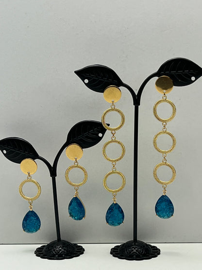 Blue Stone Elegant Dangle Earrings