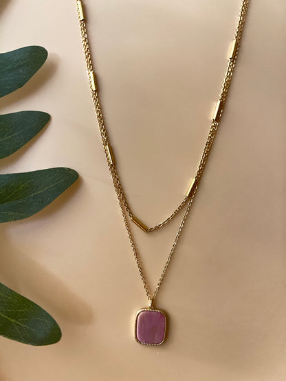 Pink & Gold Pendant Necklace