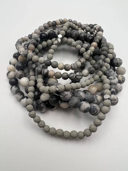 Gray Bead Bracelet Set