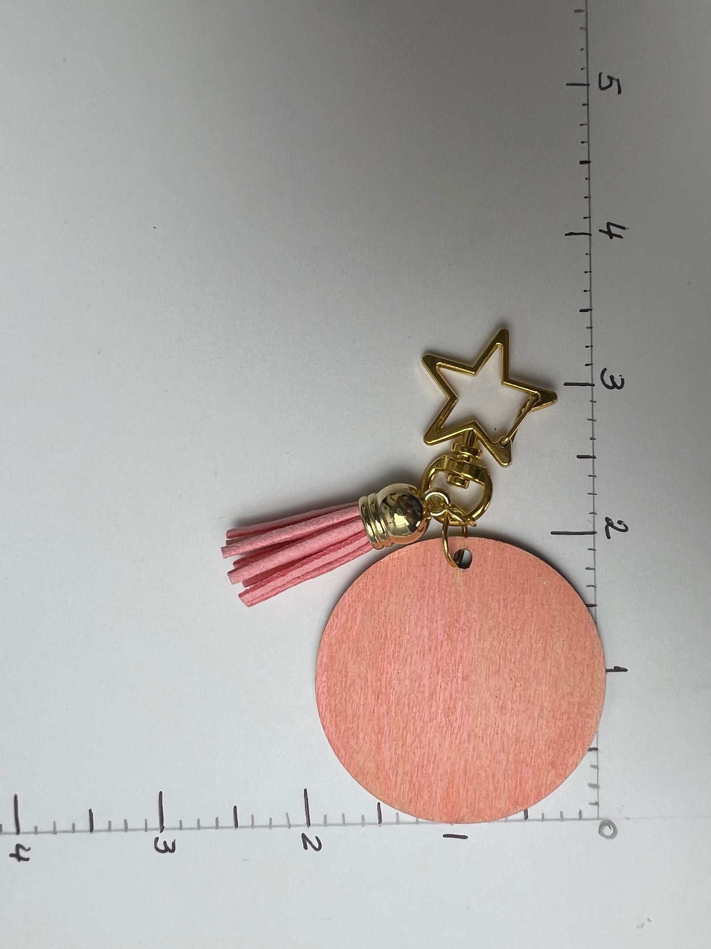 Round Hand-Painted Wood Keychain