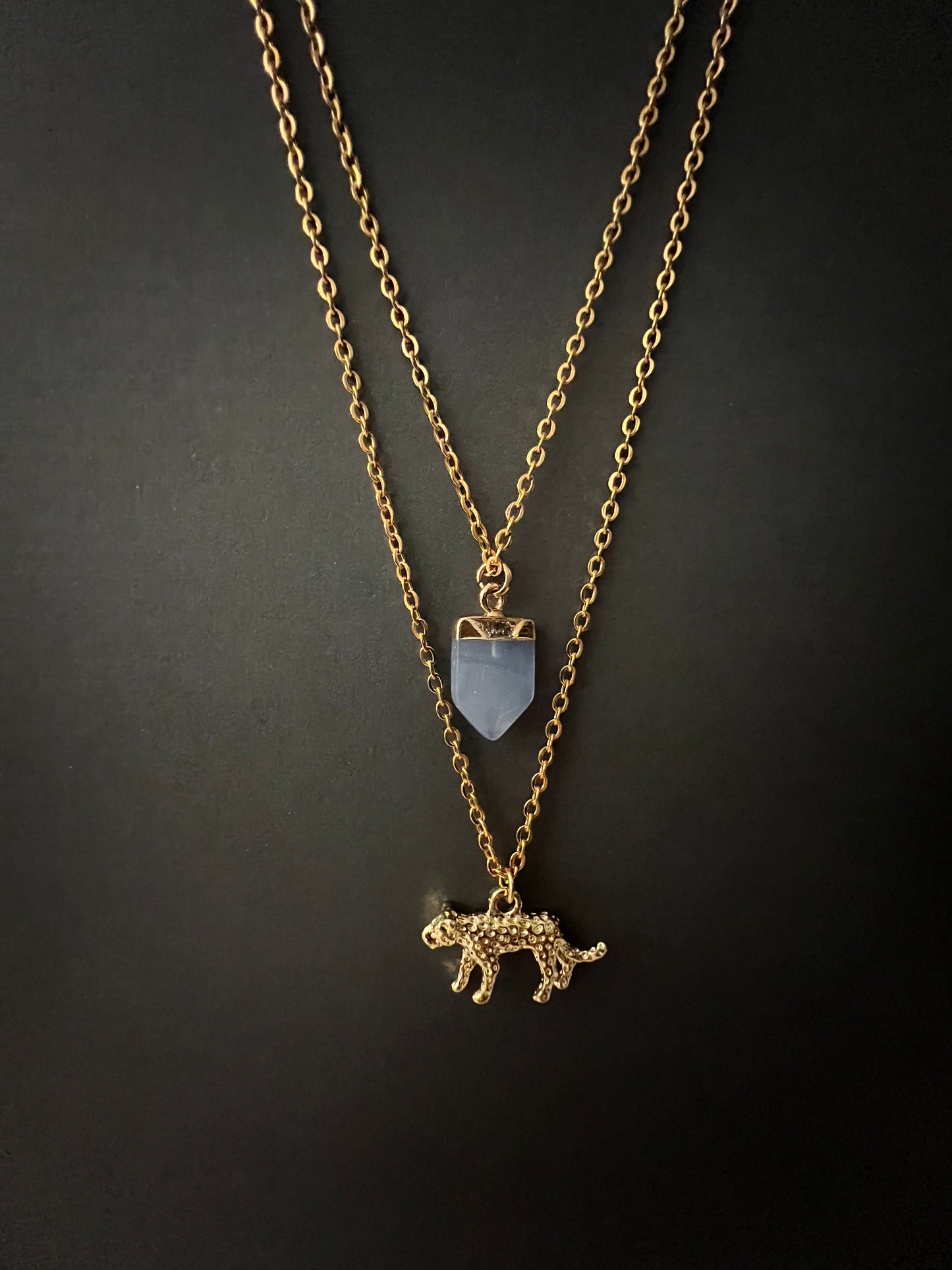 Leopard & Blue Opal Layered Necklace