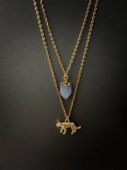 Leopard & Blue Opal Layered Necklace