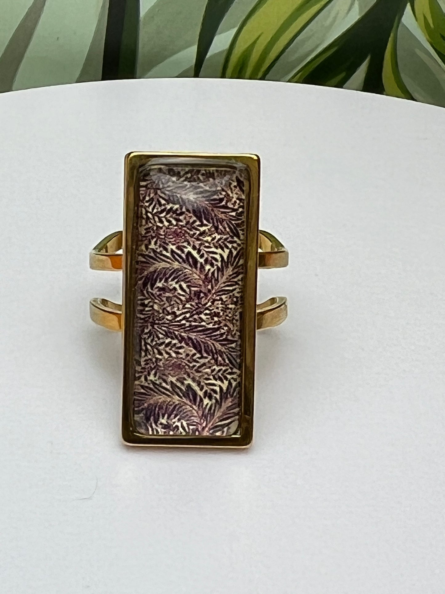 Floral Design Rectangular Rings