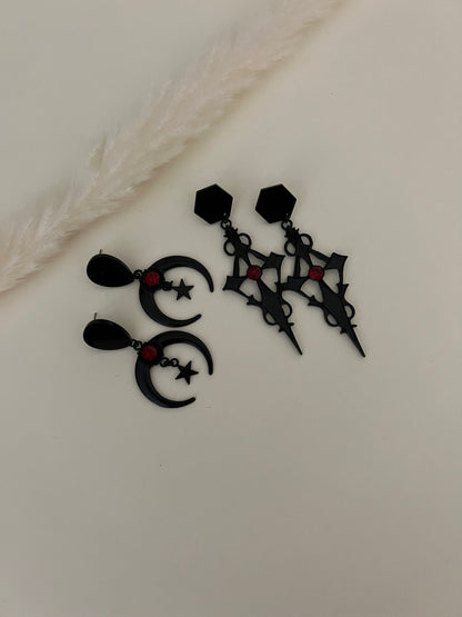 Black & Red Classic Gothic Earrings