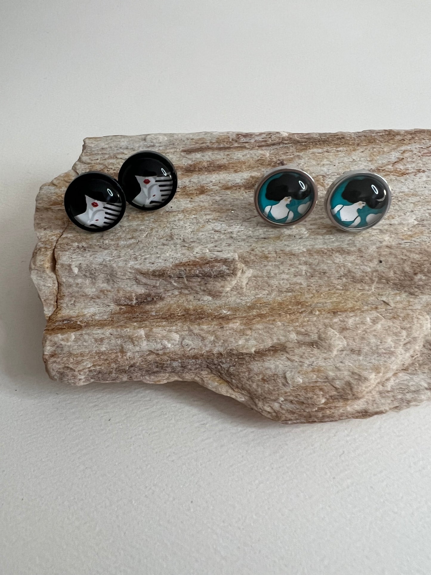 Black & Blue Edgy Stud Earrings