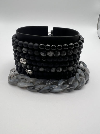 Black & Gray Buddha Bracelet Set