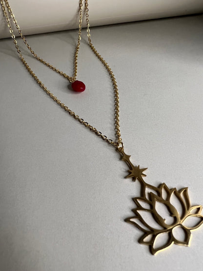 Lotus Flower Boho Chic Layered Necklace