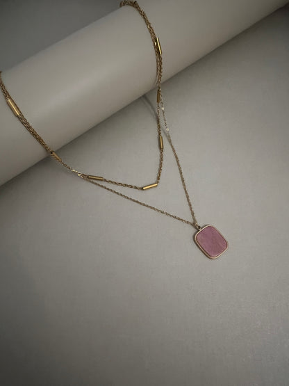 Pink & Gold Pendant Necklace