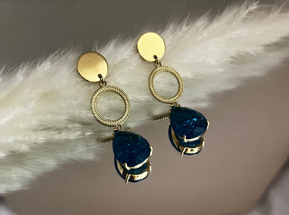 Blue Stone Elegant Dangle Earrings