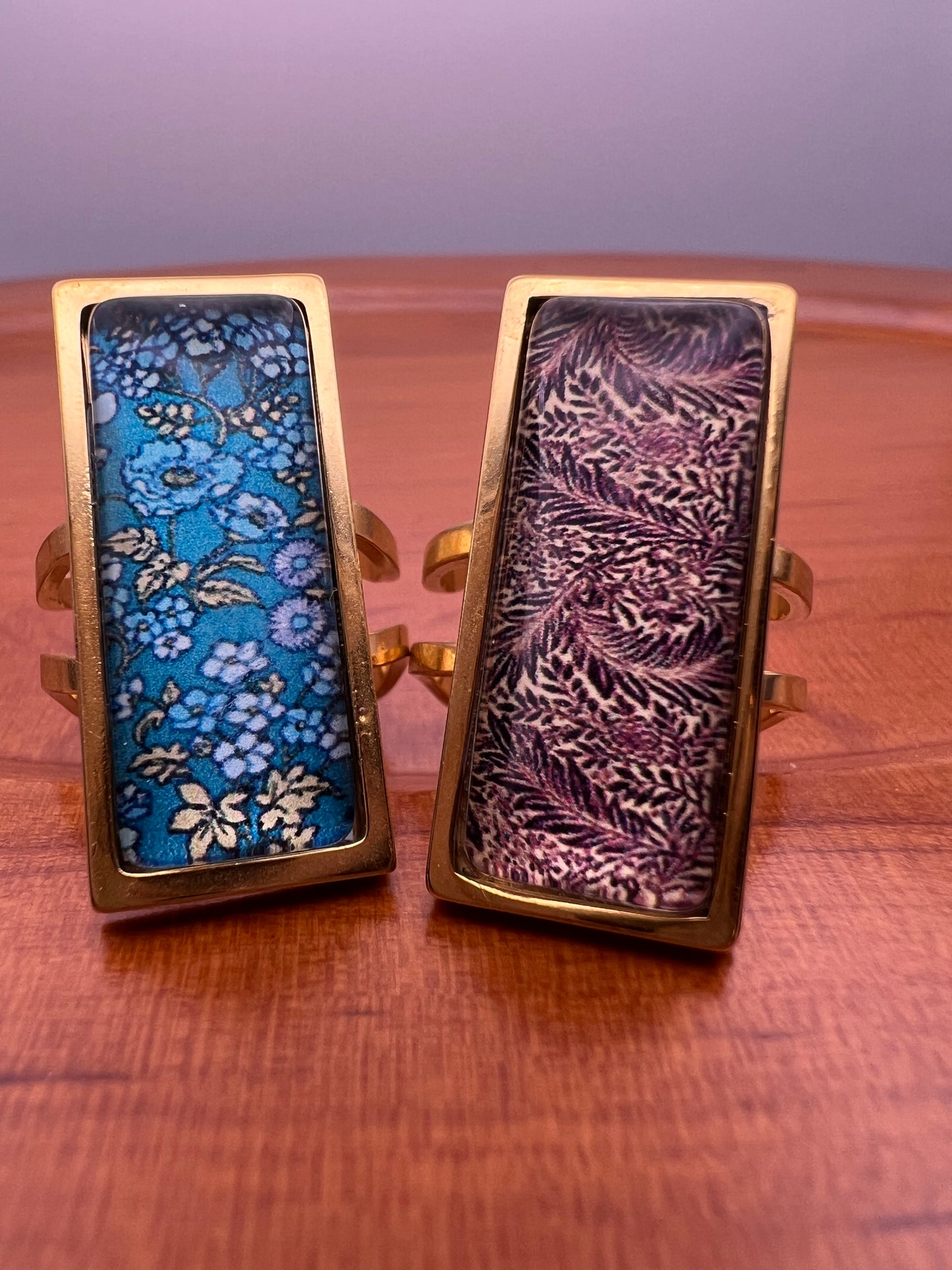 Floral Design Rectangular Rings