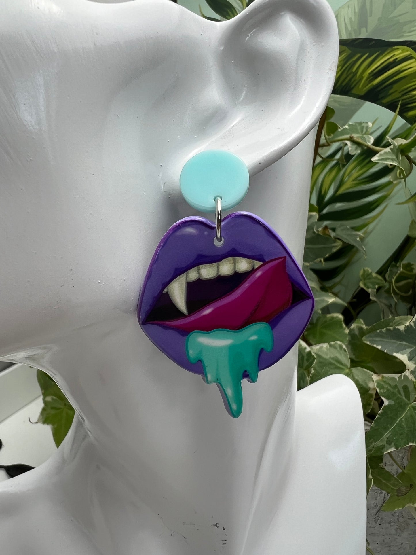 Pastel Goth Vampire Mouth Earrings