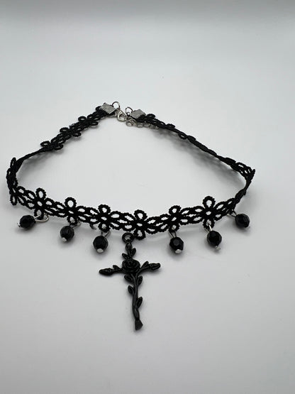 Cross & Rose Victorian Gothic Choker