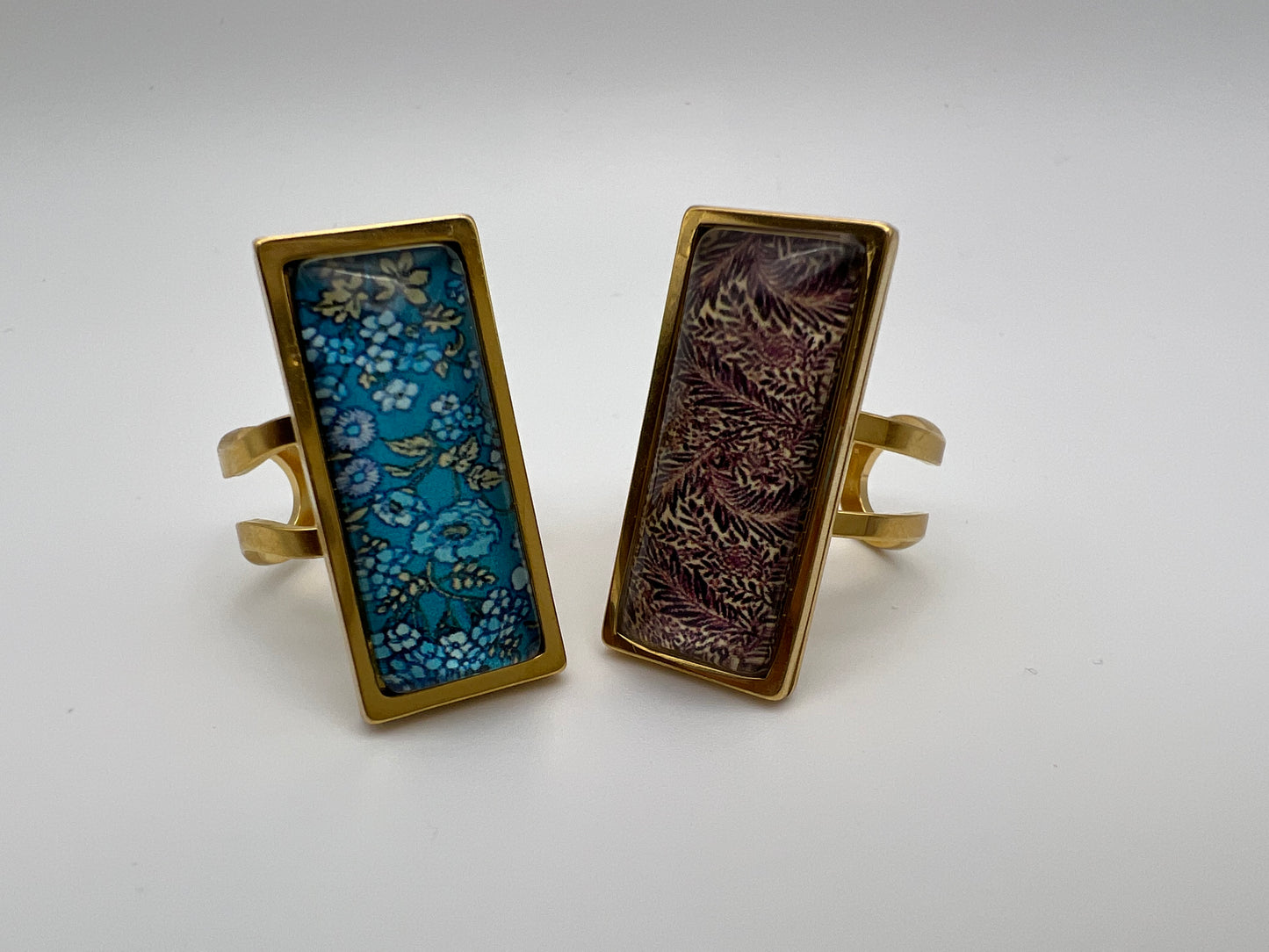 Floral Design Rectangular Rings